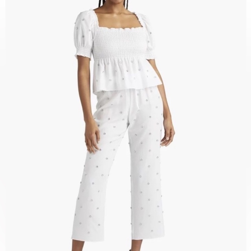 Hill House White Jammie Pants + Top set size S